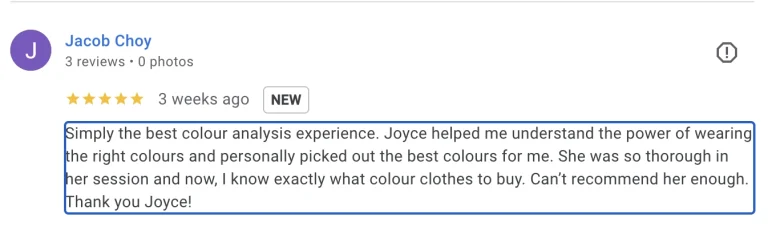 Jacob testimonial | Colour Analysis Class by Joyce Yeo Makeup
